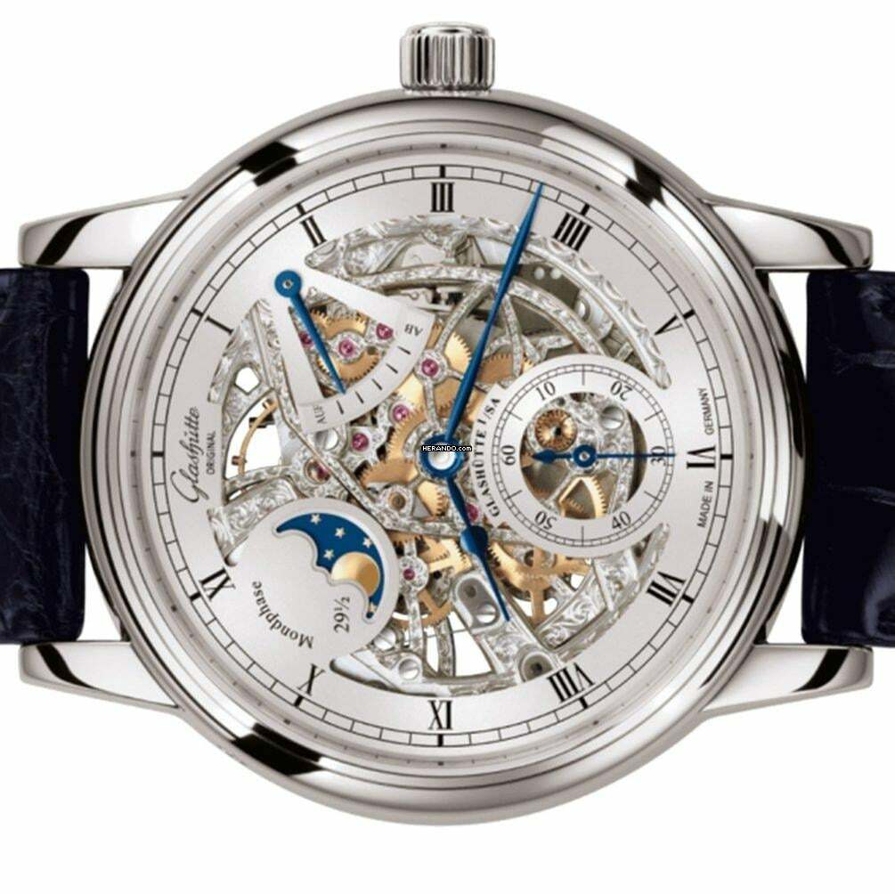 Glashütte Original Senator Moon Phase Skeletonized Edition NEW FULL SET