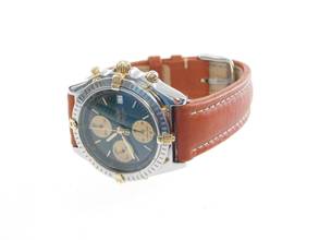 Thumbnail von Breitling Chronomat Stahl Gold mit grünem Blatt und Lederband . Der Klassiker im Top Zustand