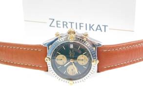 Thumbnail von Breitling Chronomat Stahl Gold mit grünem Blatt und Lederband . Der Klassiker im Top Zustand