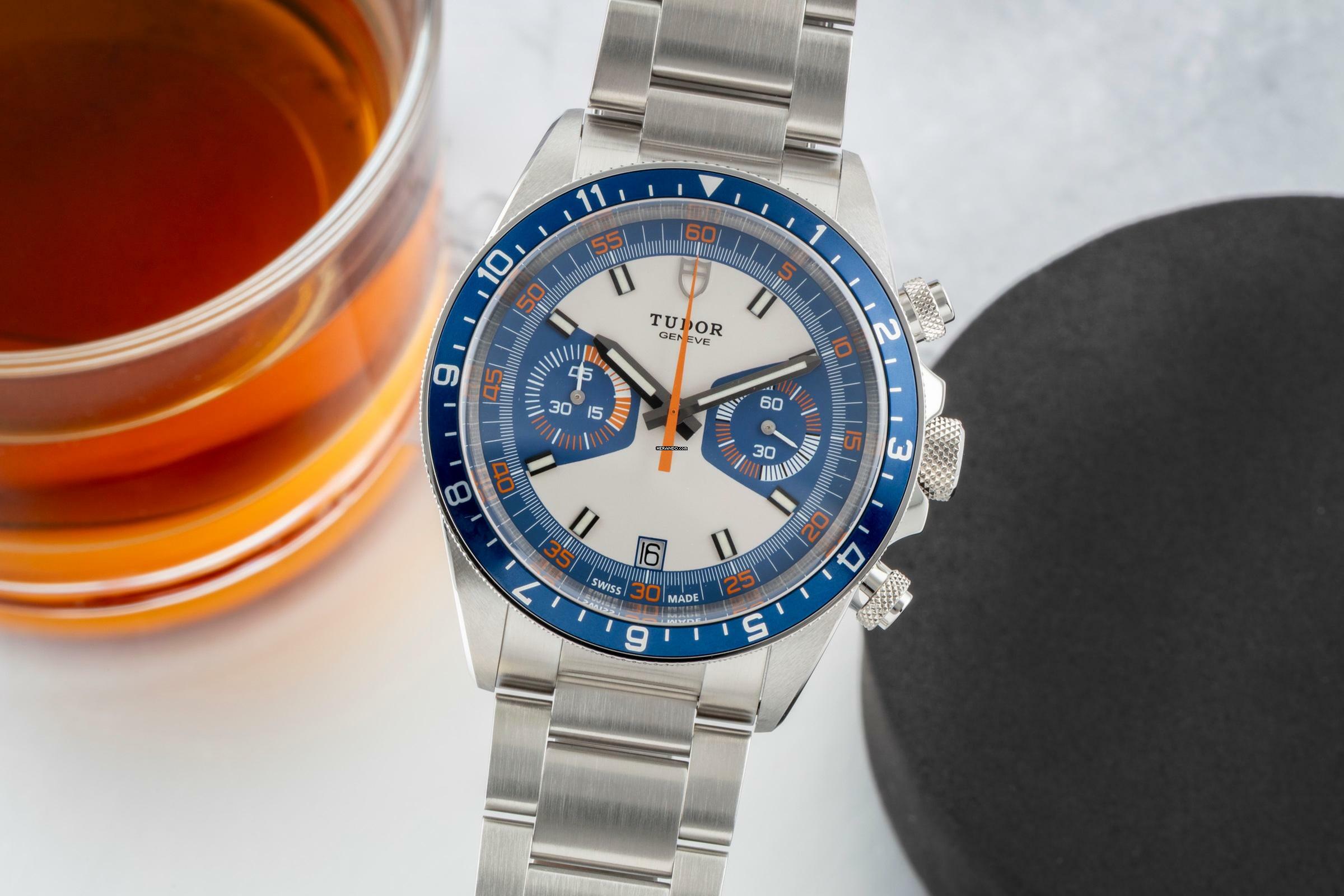 Tudor Heritage Chrono Blue Chronograph Blue Automatik Edelstahl Ref. 70330B B&P 2022