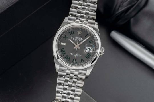  Rolex Datejust 36 Wimbledon Dial Edelstahl Automatik Herrenuhr Ref. 126200 B&P 