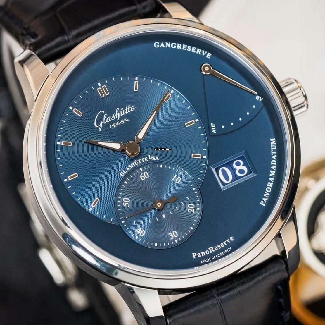 Glashütte Original PanoReserve Blue 40mm NEW FULL SET