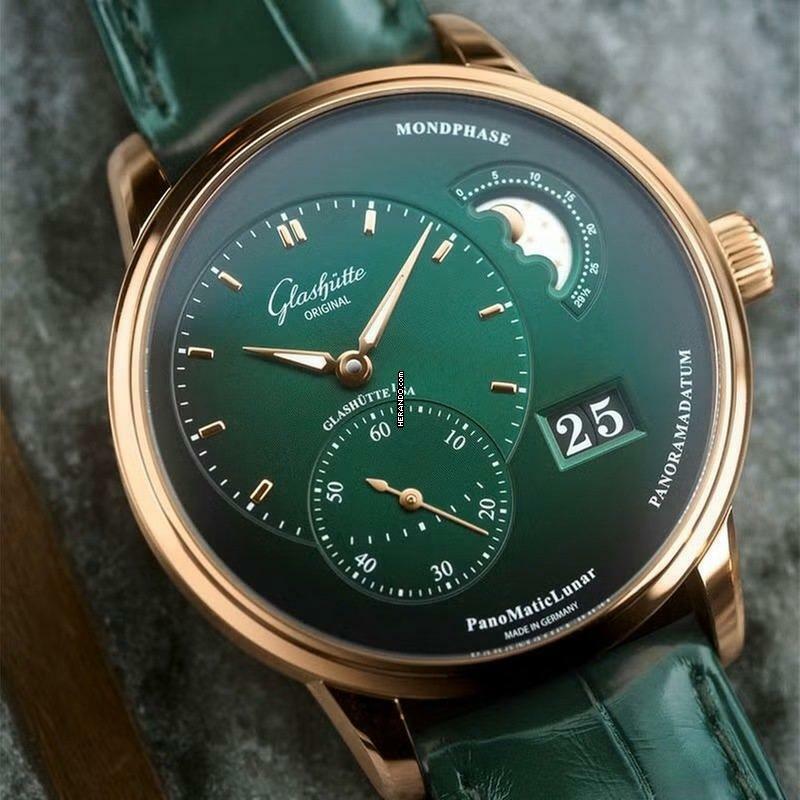 Glashütte Original PanoMaticLunar Green 40mm NEW FULL SET