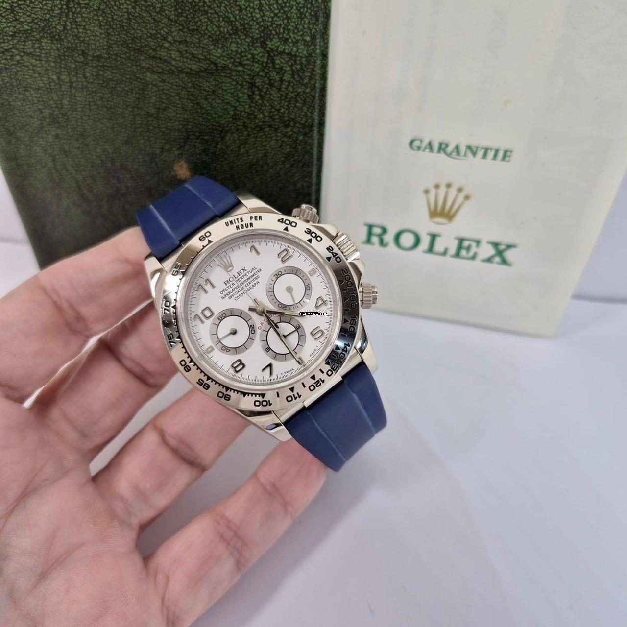 Rolex Daytona Ouro Branco Zenith Movement 40mm Automático Completo