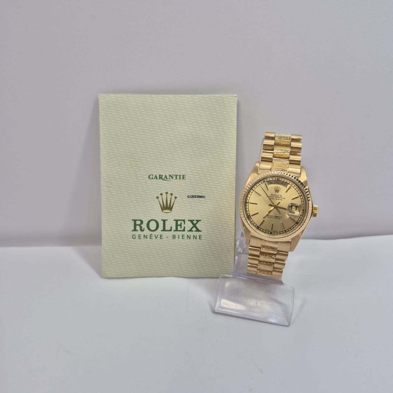 Rolex Day-Date 36 36mm Presidente Bark Finish Full Gold Automático Completo