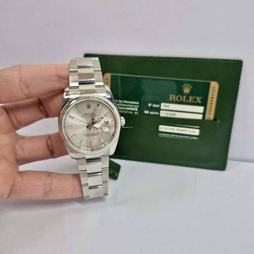  Rolex Oyster Perpetual Date Silver Dial 34mm Automático Completo 