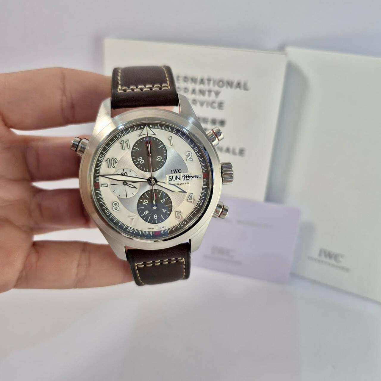 IWC Fliegeruhr Doppelchronograph Pilot Spitfire Double Chronograph 44mm Automático Completo