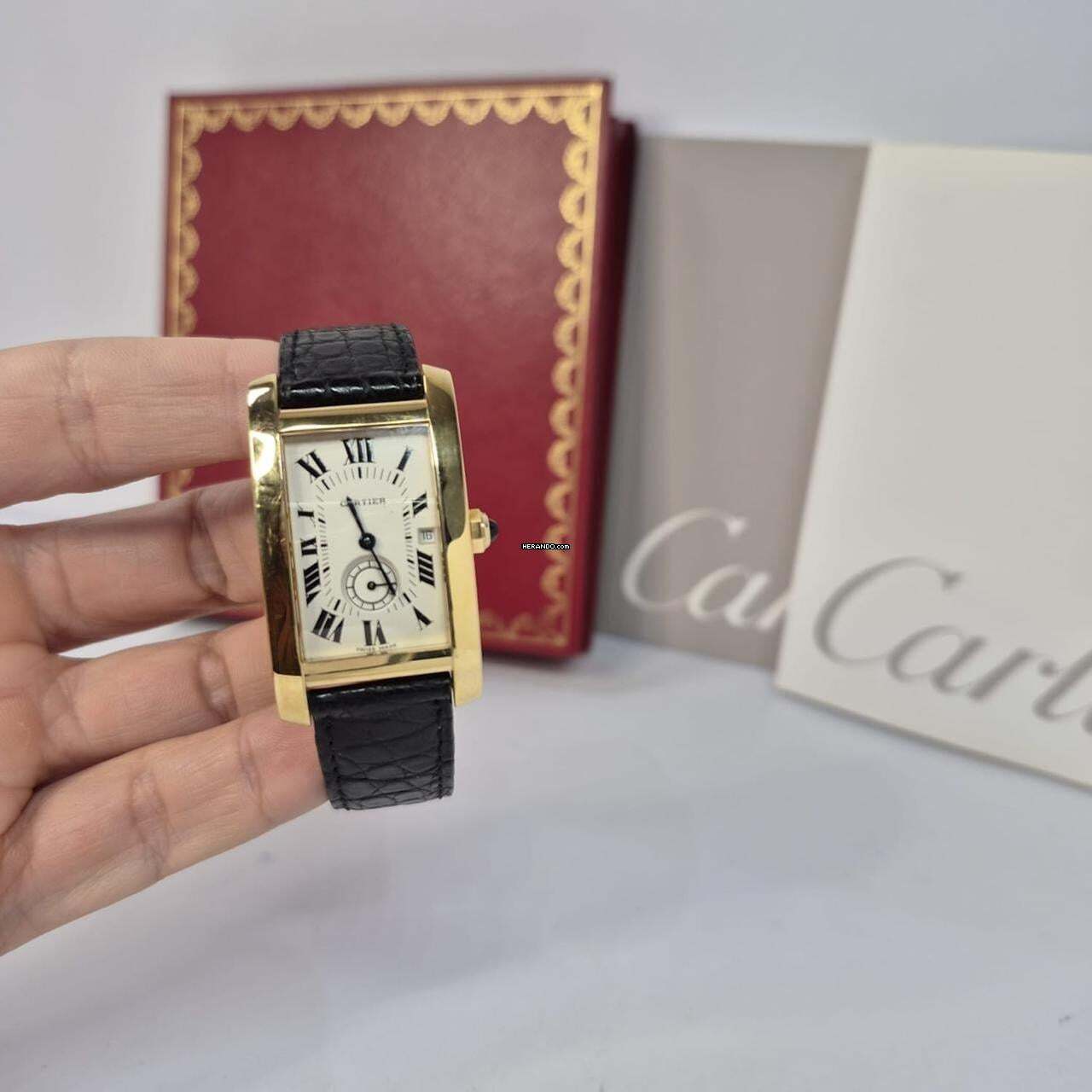 Cartier Tank Américaine Yellow Gold Large 24x41mm Quartz Completo