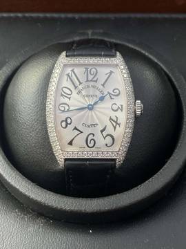 Franck Muller Cintrée Curvex With Box and Papers Factory Diamonds Setting 18Kt. Whitegold