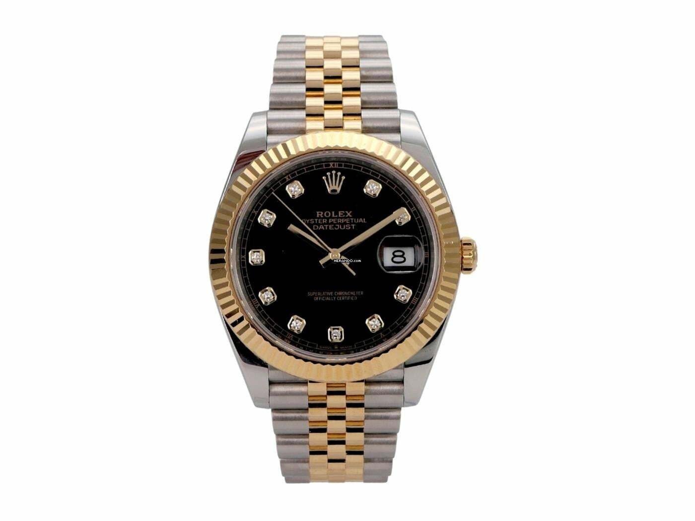 Rolex Datejust 41 Edelstahl Gelbgold 126333 Schwarz DIA Jubile-Band