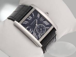 Thumbnail von Cartier Tank MC Automatik Wsta0010 2018 Blau Edelstahl Lederband Stahl Steel Black Dial