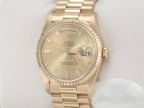  Rolex Day-Date 36 36mm 18238 1990 Gelbgold 750 Diamanten Automatik 18kt Yellow Gold President-band Chronometer Oyster 