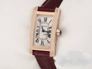 Thumbnail von Cartier Tank Américaine Rosegold 750 2018 Lederband W2607456 Damen Gold
