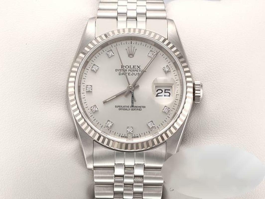 Rolex Datejust 36 36mm 16234 Stahl Weissgold 750 Diamanten Automatik