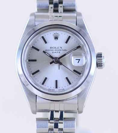  Rolex Oyster Perpetual Lady Date silver index dial Jubiléband 26mm polished Bezel 