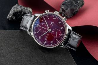 Thumbnail von IWC Portugieser Chronograph Red Dial Stahl Automatik Herrenuhr Ref. IW371616