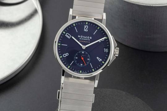  NOMOS Ahoi Neomatik 38 Stahl Automatik Herrenuhr Ref. 528 B&P 