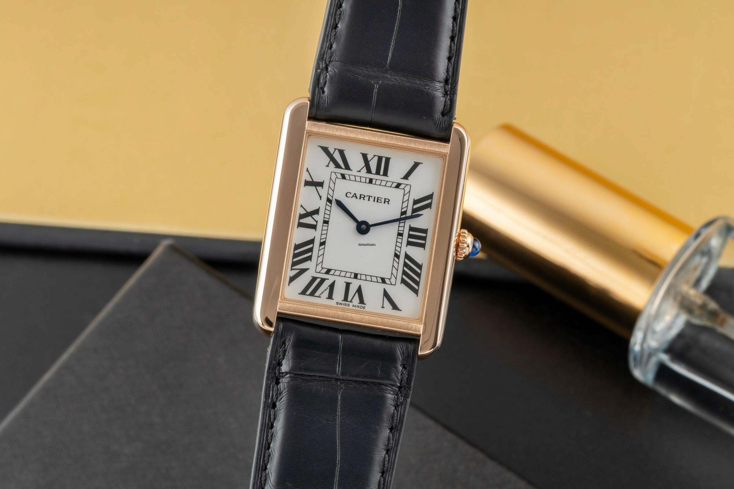Cartier Tank Solo LM 18k (0,750) Roségold Quarz Herrenuhr Ref. W5200025 Papiere