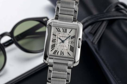 Cartier Tank Anglaise Silver Dial Stahl Automatik Herren Ref. W5310009 Papiere 
