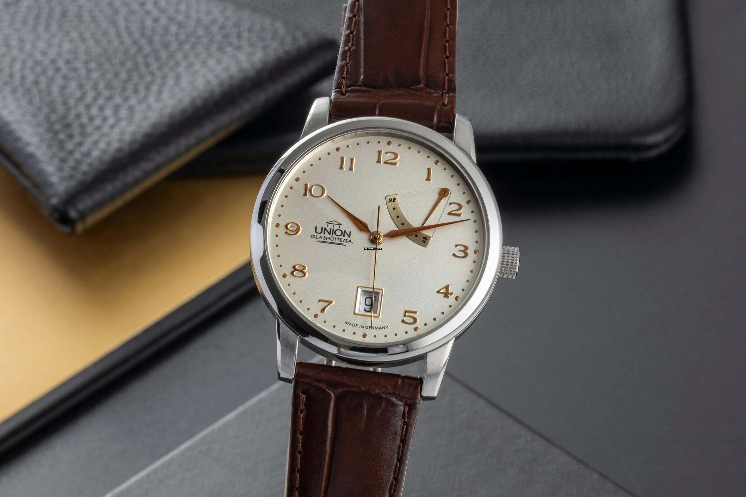 Union Glashütte Diplomat Stahl Automatik Herrenuhr 26.44.16.02.10 B&P 2009