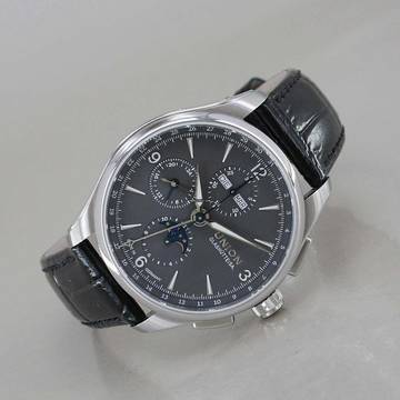 Union Glashütte Belisar Chronograph Mondphase Vollkalender Graues Zifferblatt Ø 42 mm Full Set neuwertiger Zustand