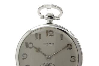 Thumbnail von Longines Ultra Rare Platinum Pocket Watch with Diamonds from 1929