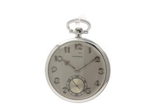 Thumbnail von Longines Ultra Rare Platinum Pocket Watch with Diamonds from 1929