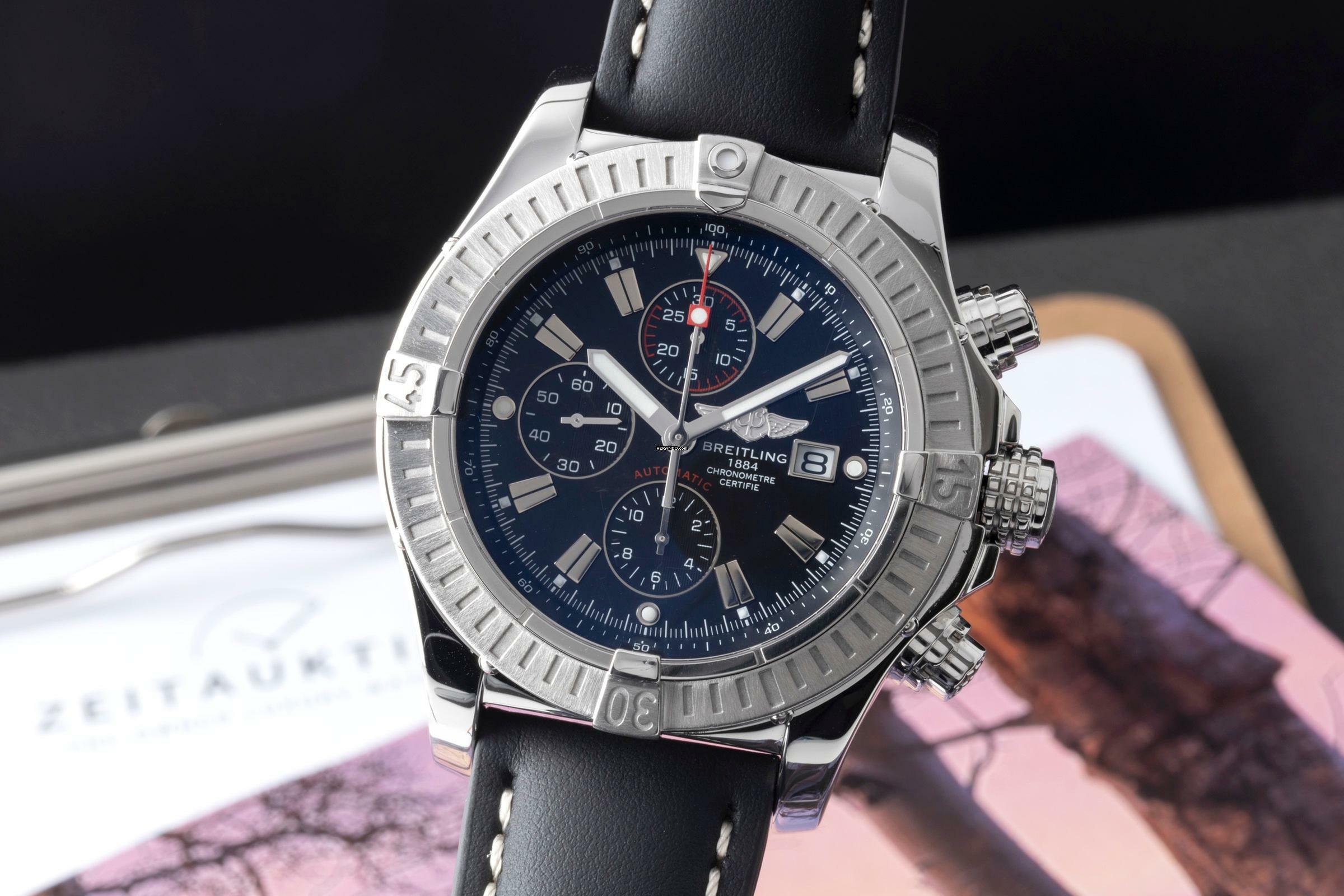 Breitling Super Avenger Chronograph Stahl Automatik Ref. A1337011/B907 Papiere