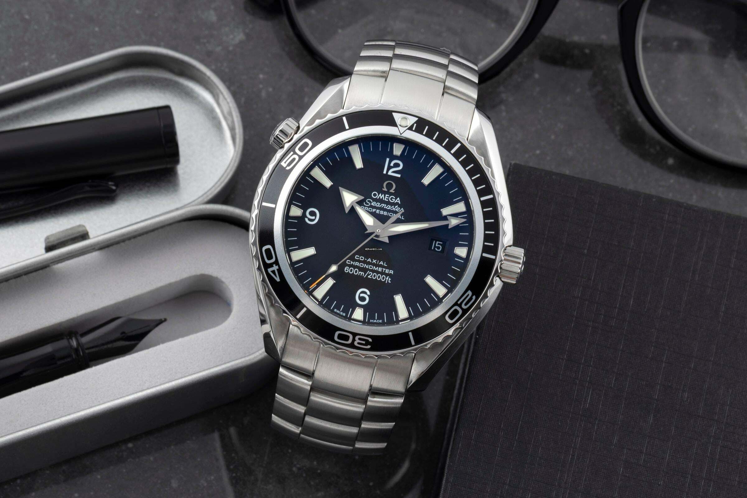 Omega Seamaster Planet Ocean 45,5 Automatik Co Axial Ref. 2200.50.00 Papiere
