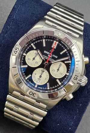  Breitling Chronomat 42 B01 42mm AB0134101B1A1 Black Dial Steel Bracelet Very Good Full Set 12-2021 