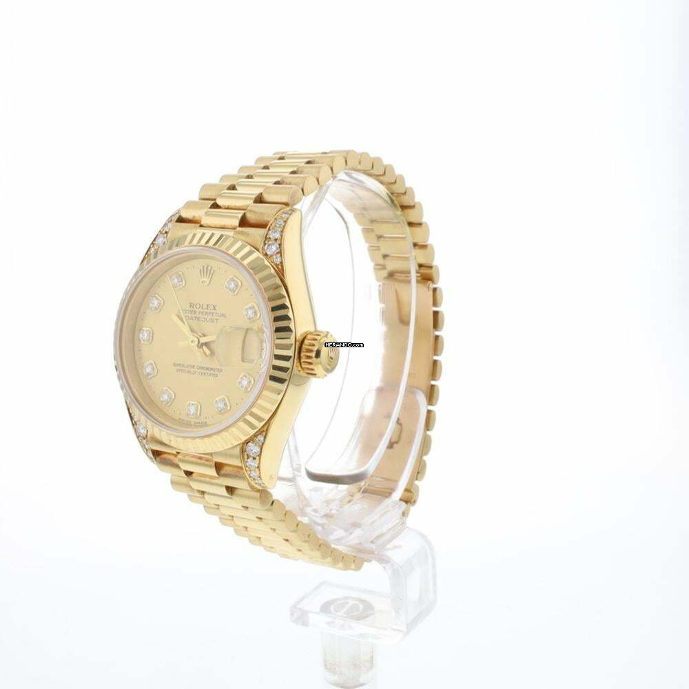 Rolex Lady-Datejust 26 Yellow Gold Champagne Diamond Dial