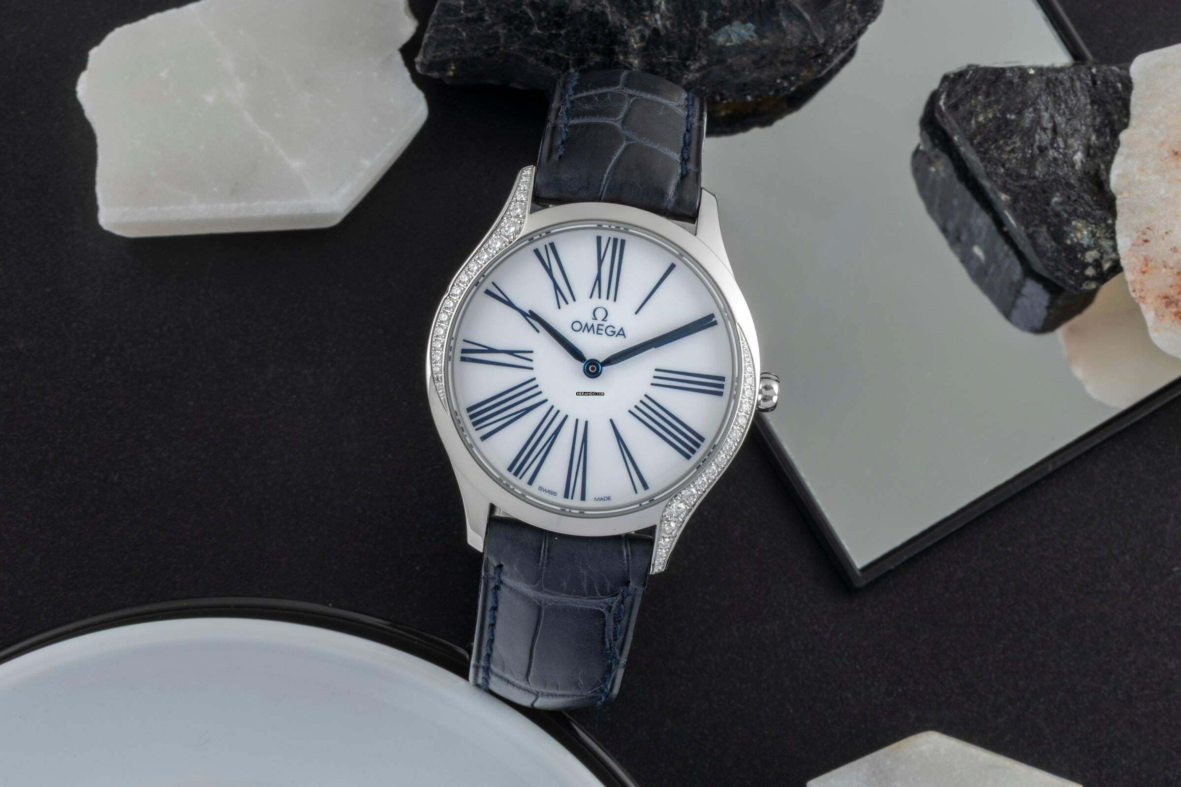 Omega De Ville Trésor Damenuhr Diamanten Ref. 428.17.36.60.04.001 Papiere