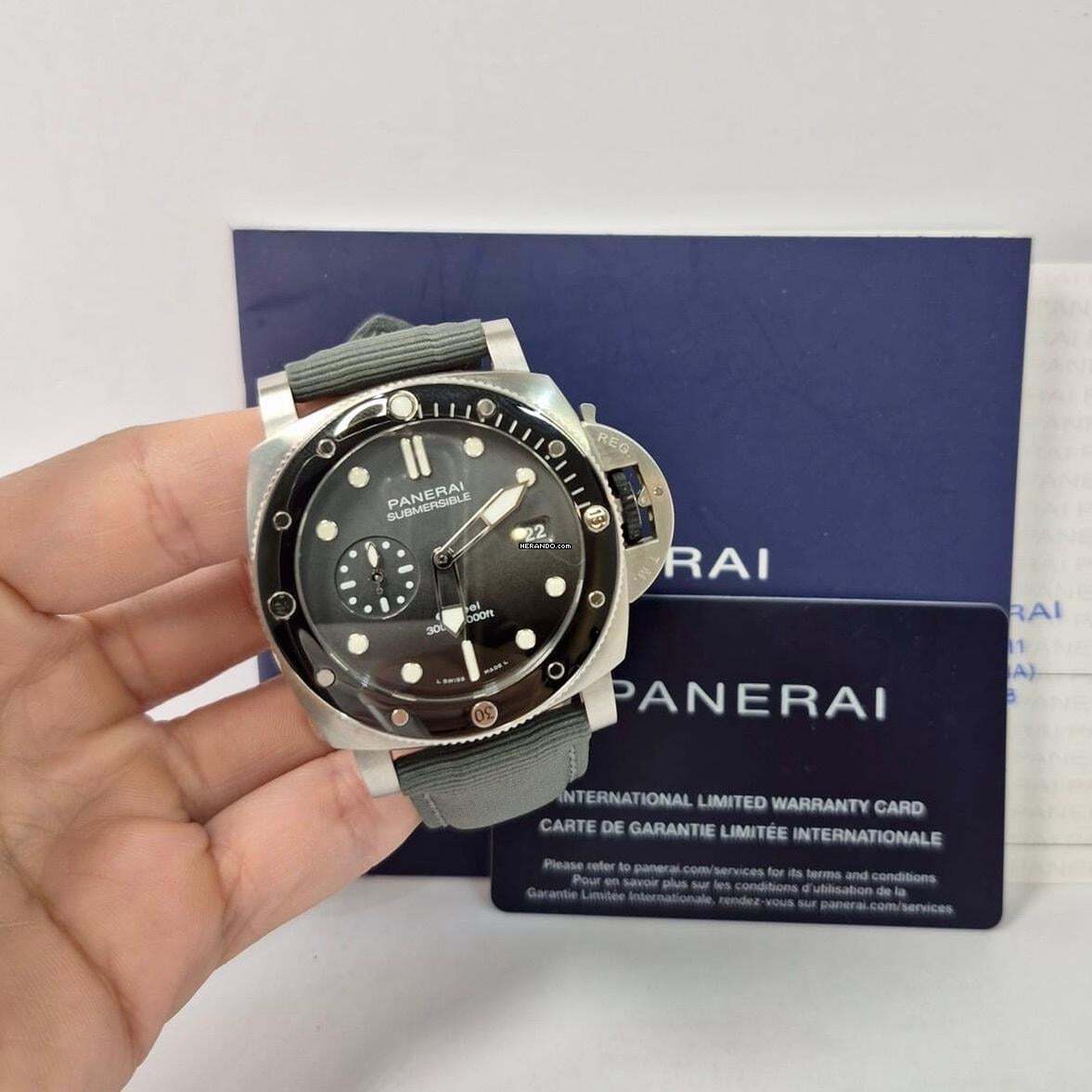 Panerai Submersible Quarantaquattro Grigio Roccia Ceramic 44mm Automático Completo