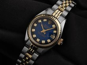 Thumbnail von Rolex Lady-Datejust Ref.6917 1978 Box&Beschreibung sehr gut Vintage Datejust Stahl 18kt Gelbgold Diamanten open 6/9