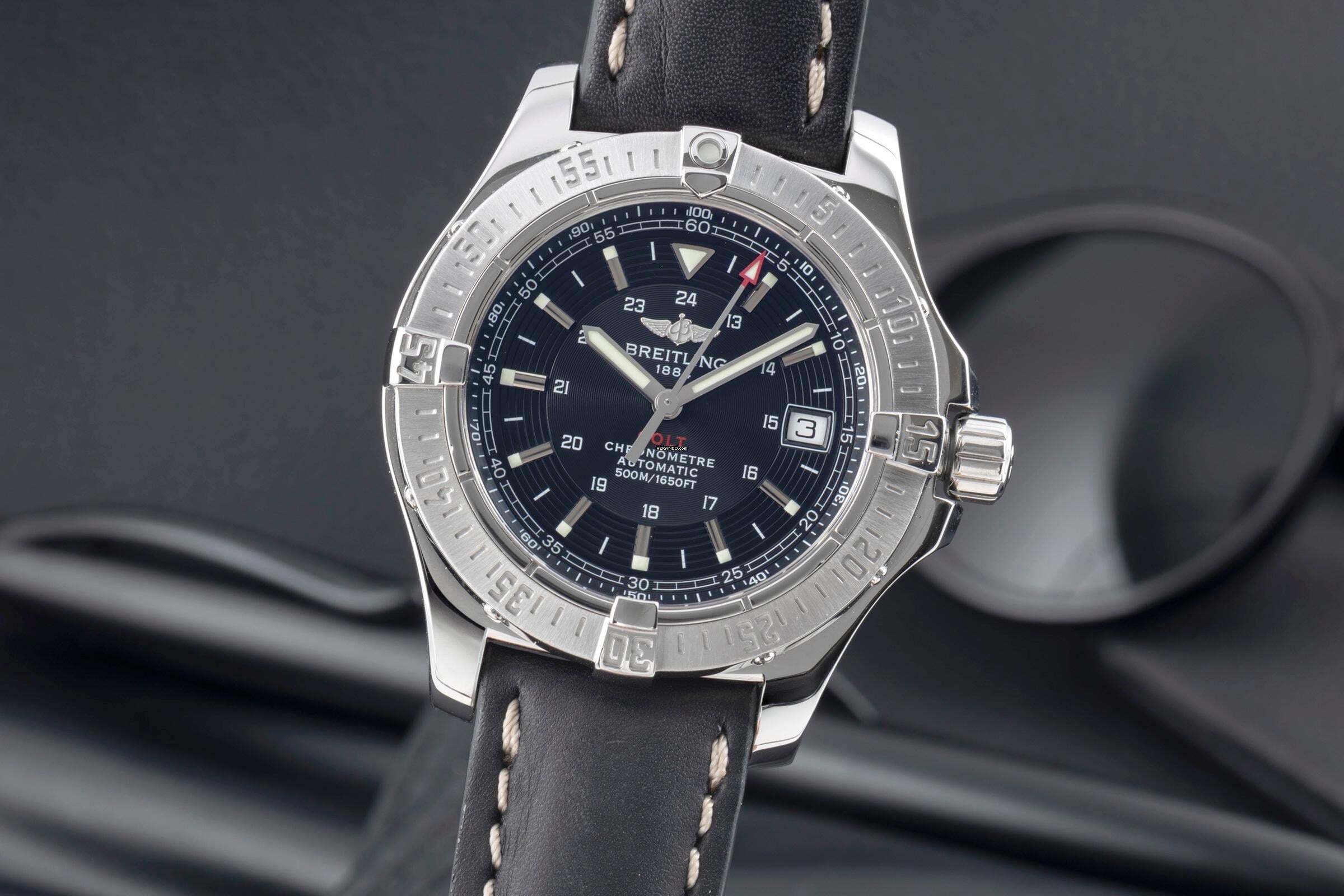 Breitling Colt Automatic 500M Czarna tarcza ze stali nierdzewnej Automatyczny zegarek męski Ref. A17380