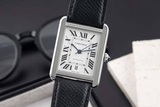  Cartier Tank Solo XL Edelstahl Automatik Herrenuhr Ref. WSTA0029 B&P 