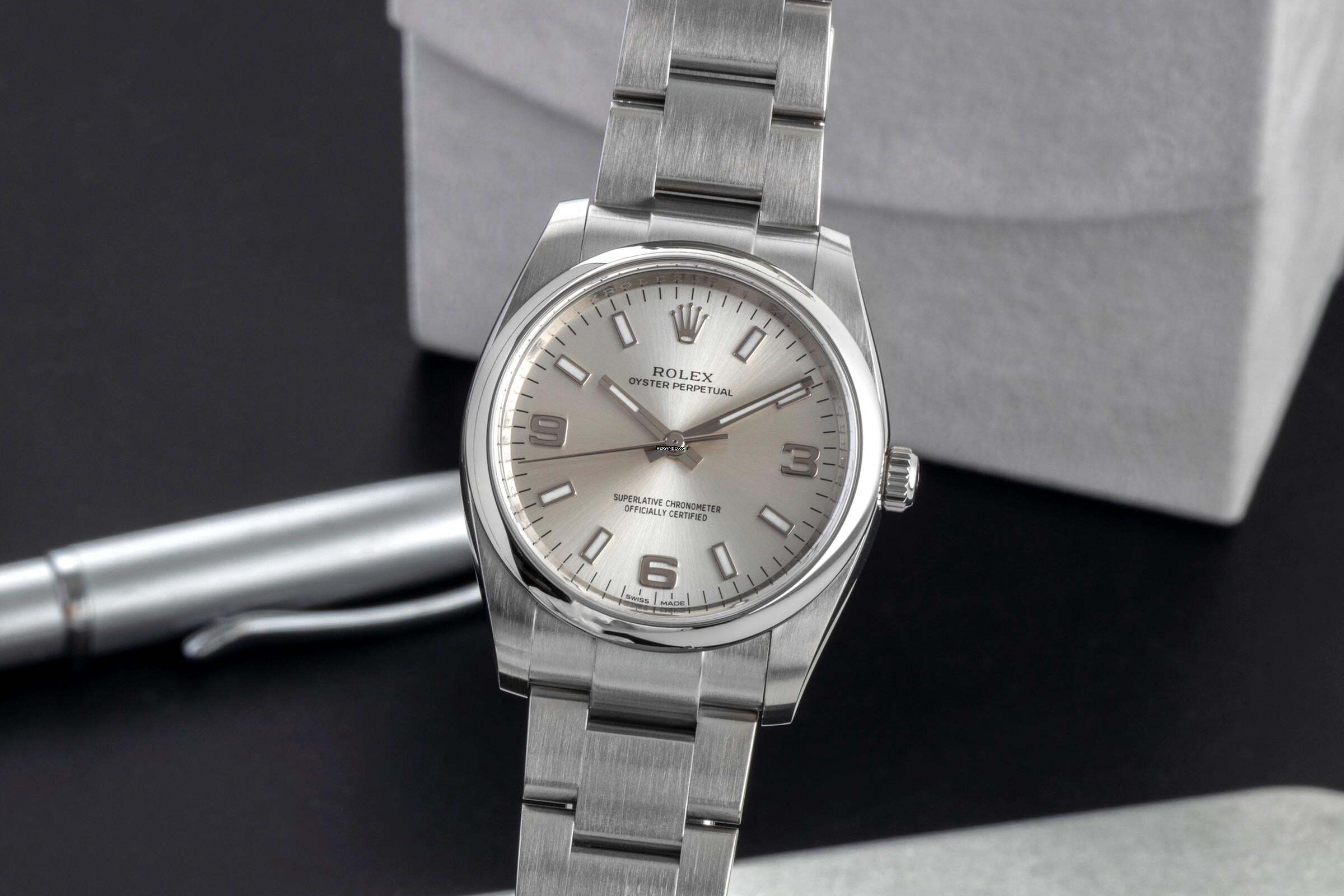 Rolex Air King 34 Silver Dial Oyster Edelstahl Automatik Ref. 114200 B&P 2017