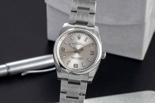  Rolex Air King 34 Silver Dial Oyster Edelstahl Automatik Ref. 114200 B&P 2017 