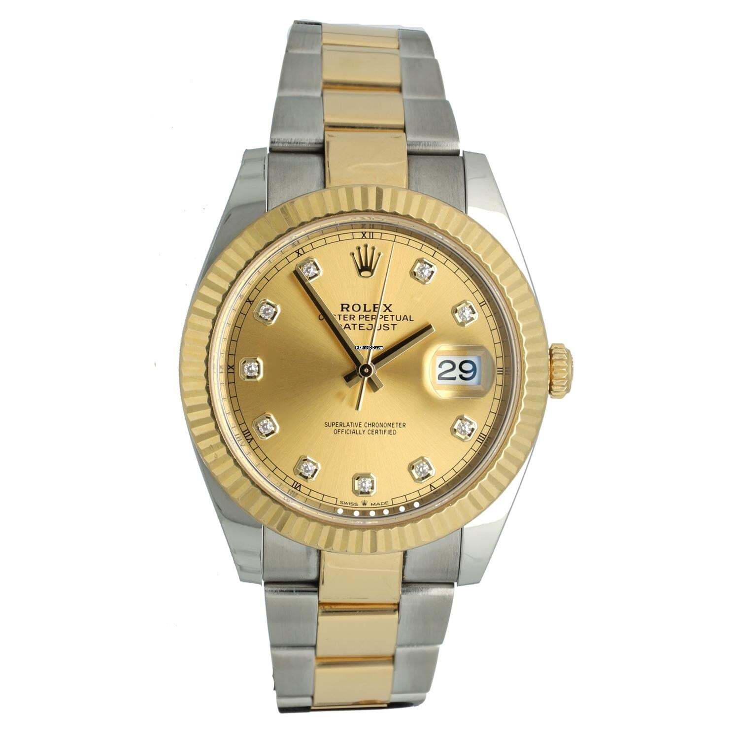 Rolex Datejust 41 Champagne/Diamond Index Ref. 126333 Serviced