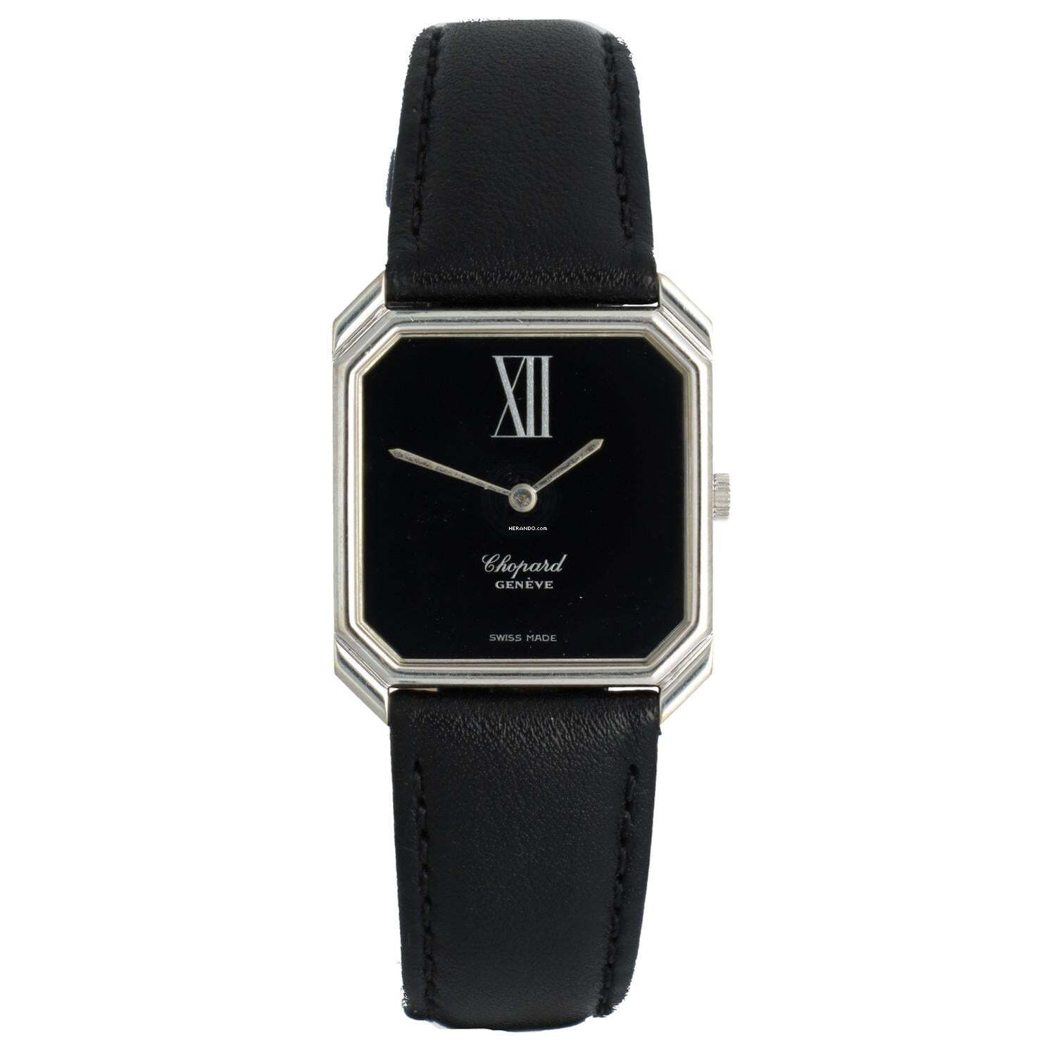 Chopard Tank Octagon 18 K White Gold Onyx Dial Ref: 2101