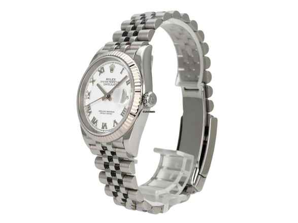  Rolex Datejust 36 Oystersteel / Weißgold Ref. 126234 Jubile-Band Weiß Römisch 