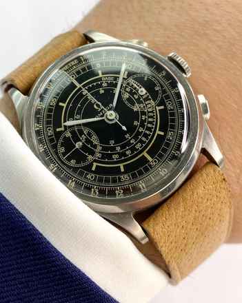  Omega Classic Serviced Vintage 33.3 Chronograph Black Restord Sector Dial 38mm 