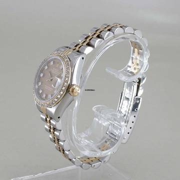 Rolex Lady-Datejust Braunes Zifferblatt und Lünette mit Diamanten besetzt