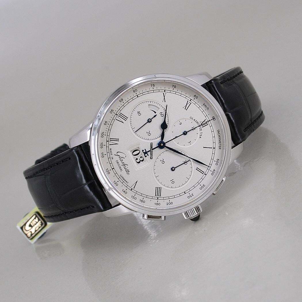 Glashütte Original Senator Chronograph Panoramadatum Panorama Date Платина Ø 42 мм новые, полный комплект