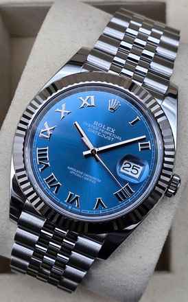Rolex Datejust 41 41mm Jubilee 126334 quadrante romano blu / Azzuro Blue Condizioni come nuove Set completo 11-2025