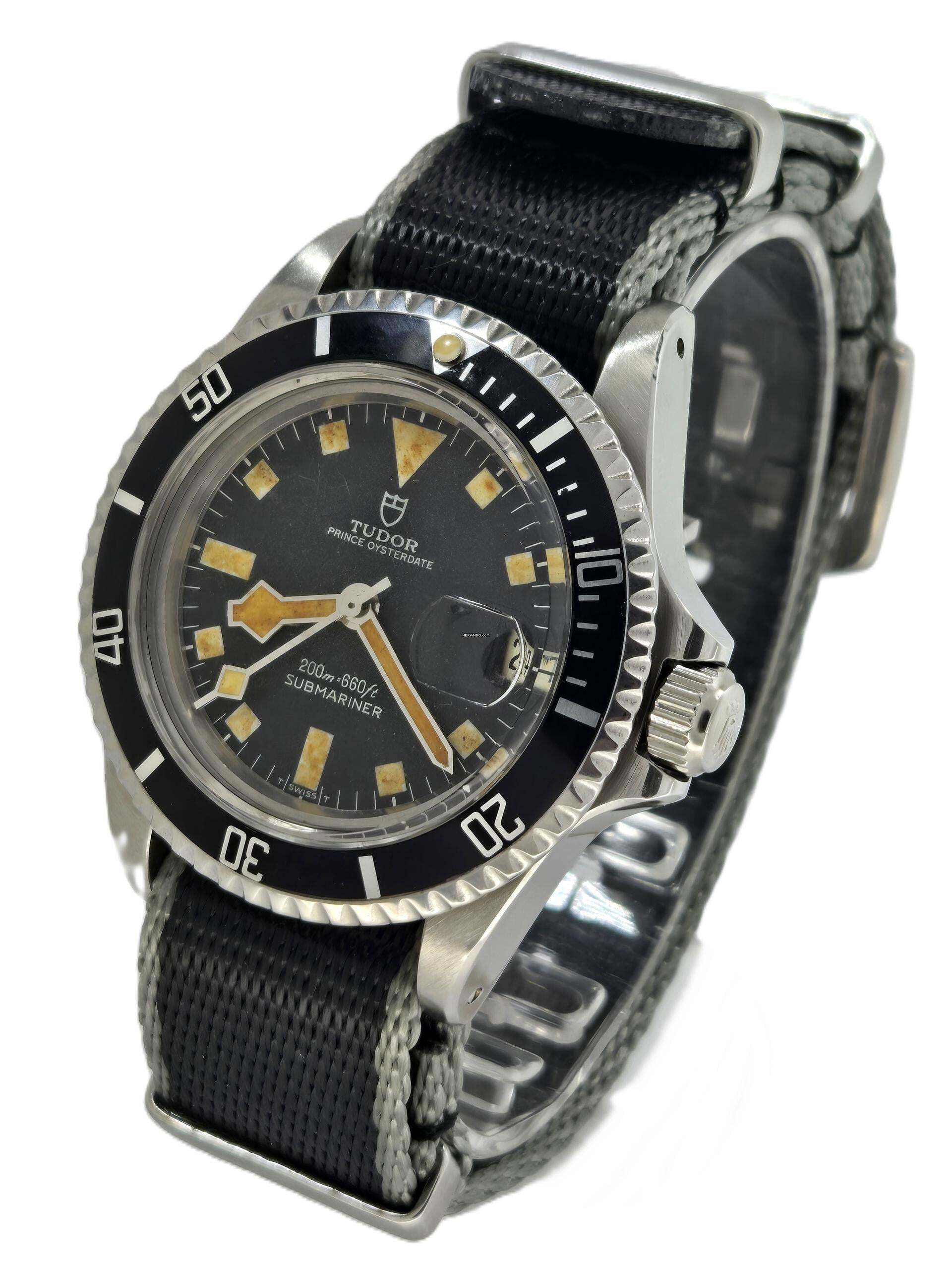 Tudor Submariner Snowflake Rolex Case - quadrante in trizio nero