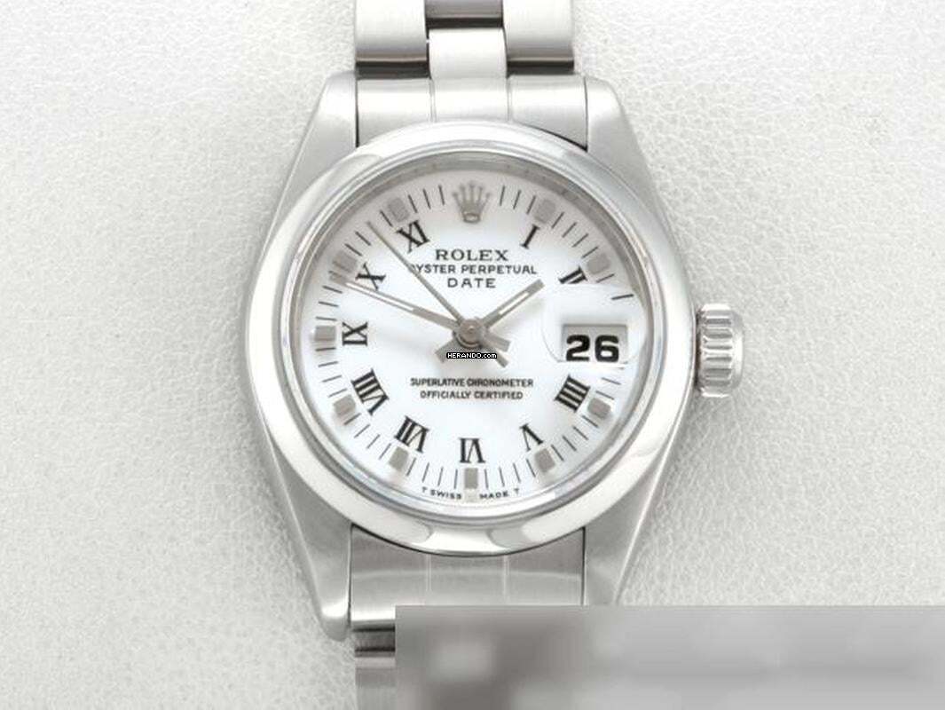 Rolex Oyster Perpetual Lady Date 26mm 69160 1995 Edelstahl Automatik Damen Damenuhr Stahl Stainless Steel Jubilé-band Chronometer Oyster White Dial