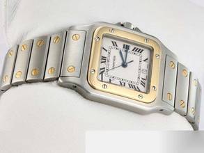 Thumbnail von Cartier Santos Galbée stainless steel yellow gold 750 W20011c4 date steel gold