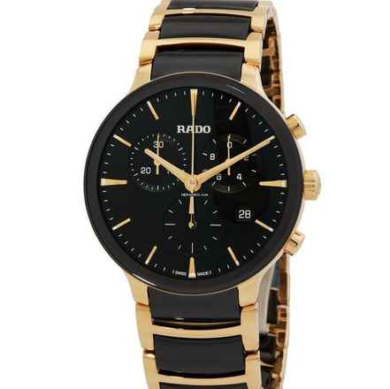 Montre Rado Centrix à cadran noir, deux tons, quartz, 41 mm, NEU, ENSEMBLE COMPLET
