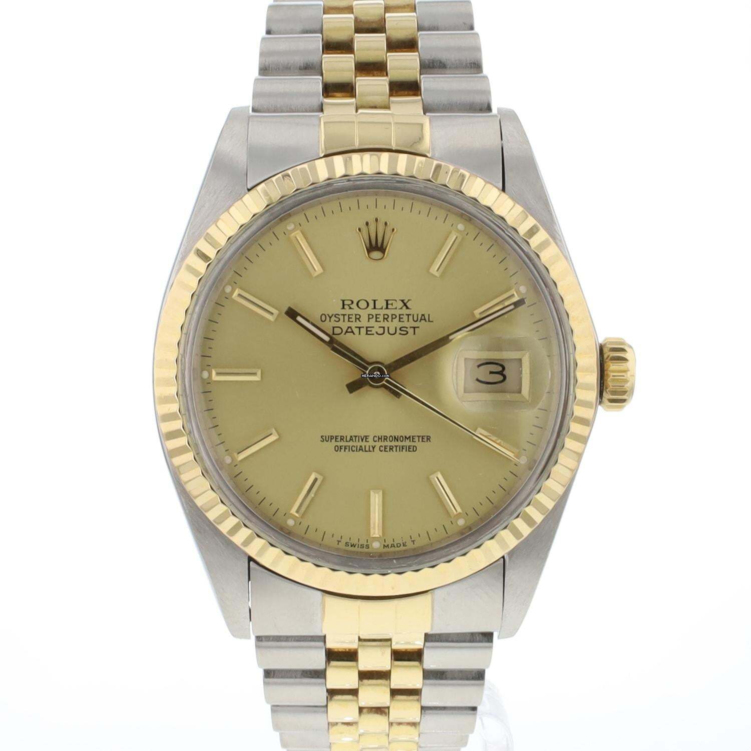 Rolex Datejust 36 Jubilee Gold/Steel Champagne Dial